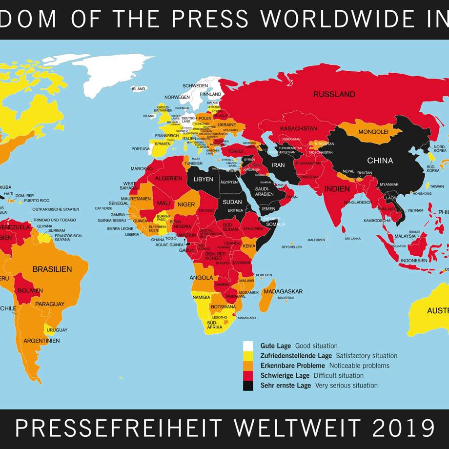 Weltkarte Der Pressefreiheit 2020 - Fotos Für Die Pressefreiheit 2020