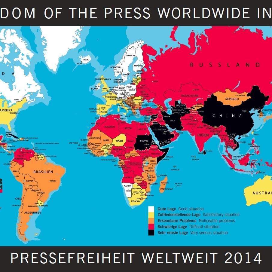 Weltkarte der Pressefreiheit - Fotos für die Pressefreiheit