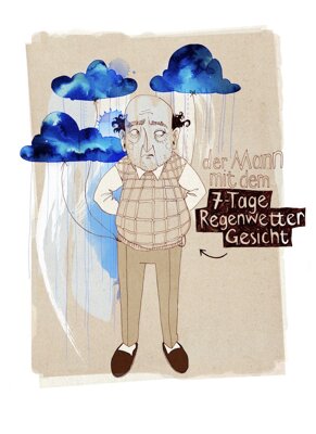 Illustration: Der Mann mit dem 7-Tage-Regenwetter-Gesicht